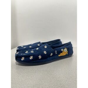 Bobs By Skechers Women's 8.5 Garfield Shoes Wide Slip On Navy Blue Flowers Cats